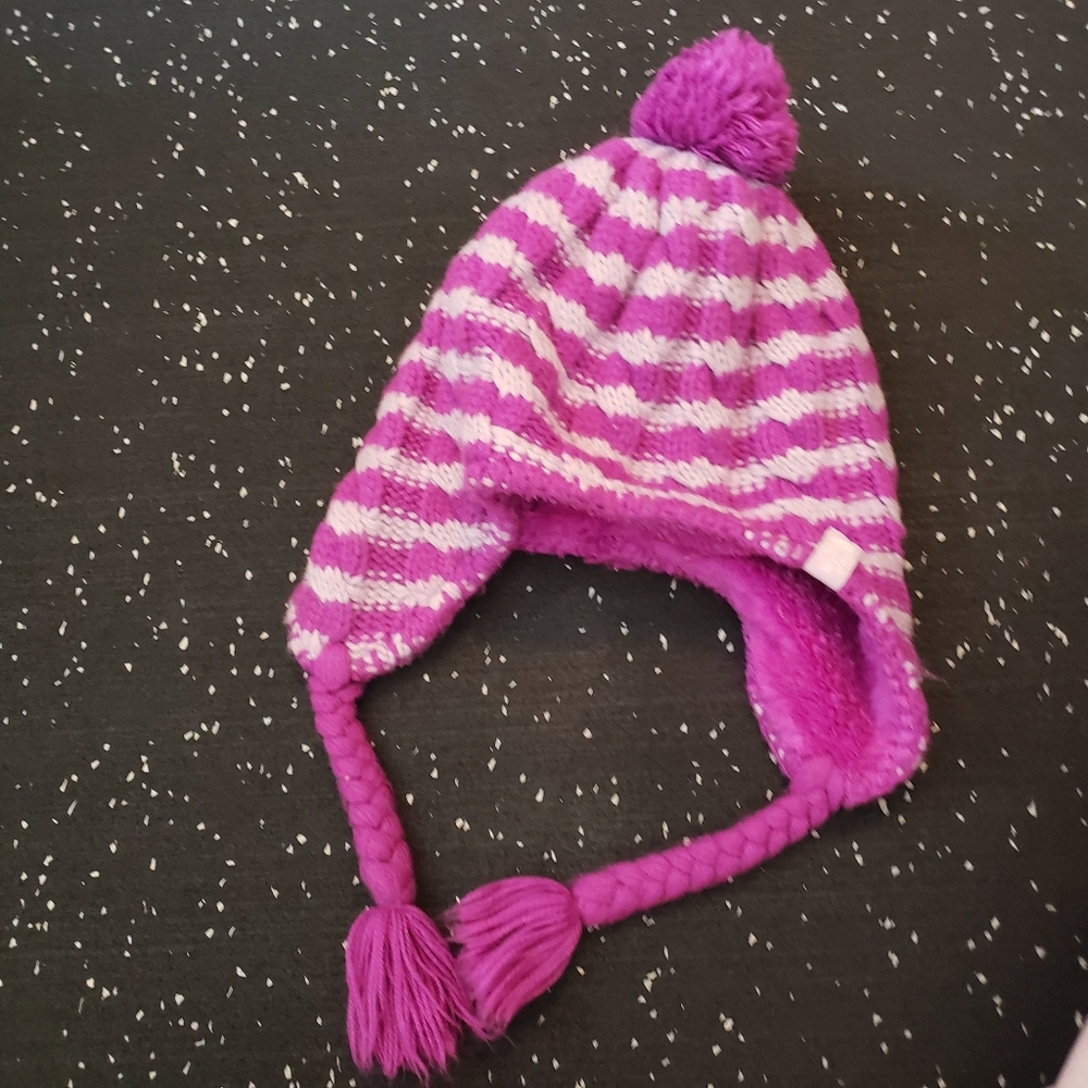 The north face purple stripe winter hat